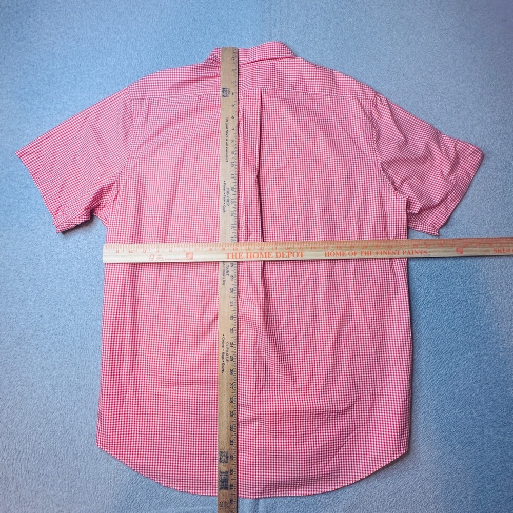Ralph Lauren Shirt Mens XL Short Sleeve Gingham Orange White Button Down Pony - Picture 8 of 11